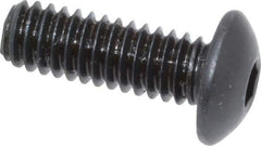 Made in USA - #8-32 UNC Hex Socket Drive, Button Screw - Alloy Steel, Black Oxide Finish, Fully Threaded, 1/2" Length Under Head - Eagle Tool & Supply