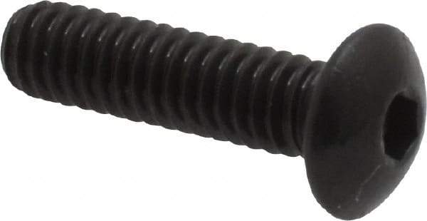 Made in USA - #8-32 UNC Hex Socket Drive, Button Screw - Alloy Steel, Black Oxide Finish, Fully Threaded, 5/8" Length Under Head - Eagle Tool & Supply