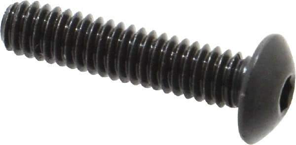 Made in USA - #8-32 UNC Hex Socket Drive, Button Screw - Alloy Steel, Black Oxide Finish, Fully Threaded, 3/4" Length Under Head - Eagle Tool & Supply