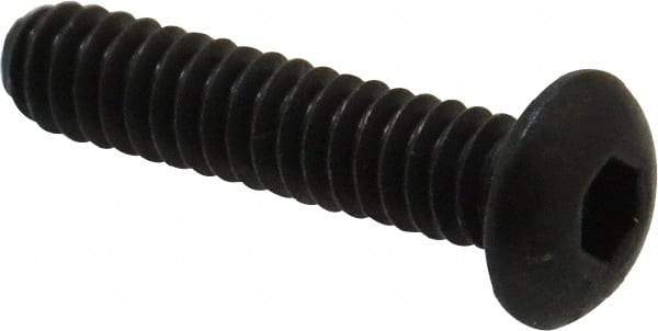Made in USA - #10-24 UNC Hex Socket Drive, Button Screw - Alloy Steel, Black Oxide Finish, Fully Threaded, 7/8" Length Under Head - Eagle Tool & Supply