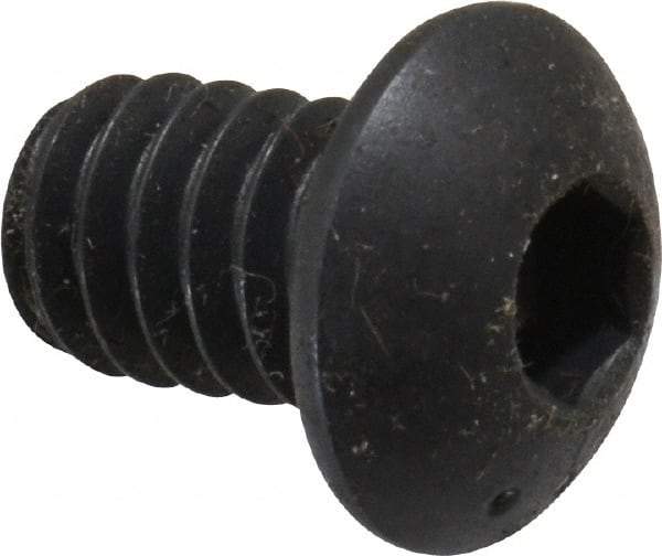 Made in USA - 1/4-20 UNC Hex Socket Drive, Button Screw - Alloy Steel, Black Oxide Finish, Fully Threaded, 3/8" Length Under Head - Eagle Tool & Supply