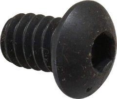 Made in USA - 1/4-20 UNC Hex Socket Drive, Button Screw - Alloy Steel, Black Oxide Finish, Fully Threaded, 3/8" Length Under Head - Eagle Tool & Supply