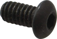 Made in USA - 1/4-20 UNC Hex Socket Drive, Button Screw - Alloy Steel, Black Oxide Finish, Fully Threaded, 1/2" Length Under Head - Eagle Tool & Supply