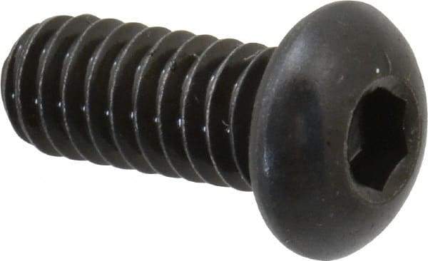 Made in USA - 1/4-20 UNC Hex Socket Drive, Button Screw - Alloy Steel, Black Oxide Finish, Fully Threaded, 5/8" Length Under Head - Eagle Tool & Supply