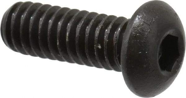 Made in USA - 1/4-20 UNC Hex Socket Drive, Button Screw - Alloy Steel, Black Oxide Finish, Fully Threaded, 3/4" Length Under Head - Eagle Tool & Supply