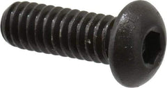 Made in USA - 1/4-20 UNC Hex Socket Drive, Button Screw - Alloy Steel, Black Oxide Finish, Fully Threaded, 3/4" Length Under Head - Eagle Tool & Supply