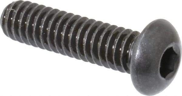 Made in USA - 1/4-20 UNC Hex Socket Drive, Button Screw - Alloy Steel, Black Oxide Finish, Fully Threaded, 1" Length Under Head - Eagle Tool & Supply