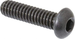 Made in USA - 1/4-20 UNC Hex Socket Drive, Button Screw - Alloy Steel, Black Oxide Finish, Fully Threaded, 1" Length Under Head - Eagle Tool & Supply