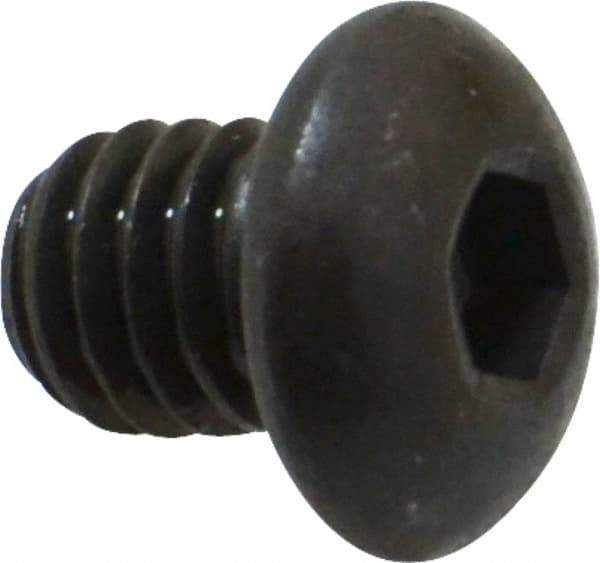 Made in USA - 5/16-18 UNC Hex Socket Drive, Button Screw - Alloy Steel, Black Oxide Finish, Fully Threaded, 3/8" Length Under Head - Eagle Tool & Supply