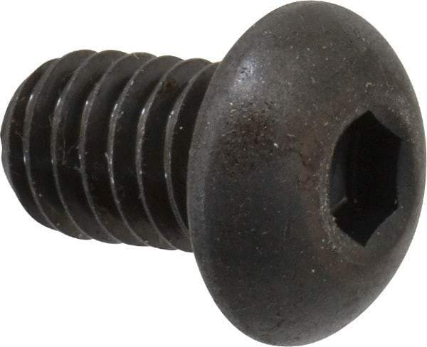Made in USA - 5/16-18 UNC Hex Socket Drive, Button Screw - Alloy Steel, Black Oxide Finish, Fully Threaded, 1/2" Length Under Head - Eagle Tool & Supply