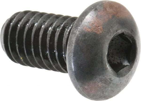 Made in USA - 5/16-18 UNC Hex Socket Drive, Button Screw - Alloy Steel, Black Oxide Finish, Fully Threaded, 5/8" Length Under Head - Eagle Tool & Supply