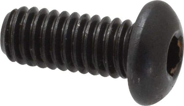 Made in USA - 5/16-18 UNC Hex Socket Drive, Button Screw - Alloy Steel, Black Oxide Finish, Fully Threaded, 3/4" Length Under Head - Eagle Tool & Supply