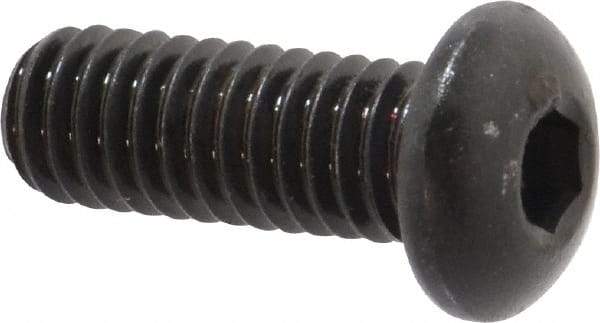 Made in USA - 5/16-18 UNC Hex Socket Drive, Button Screw - Alloy Steel, Black Oxide Finish, Fully Threaded, 7/8" Length Under Head - Eagle Tool & Supply