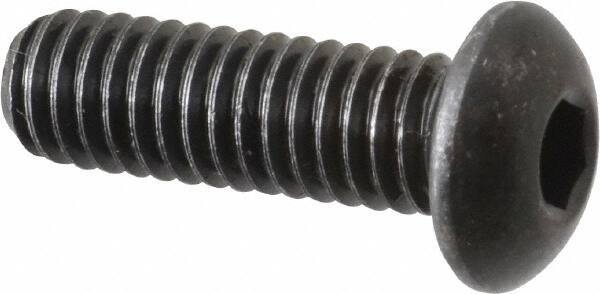 Made in USA - 5/16-18 UNC Hex Socket Drive, Button Screw - Alloy Steel, Black Oxide Finish, Fully Threaded, 1" Length Under Head - Eagle Tool & Supply