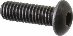 Made in USA - 5/16-18 UNC Hex Socket Drive, Button Screw - Alloy Steel, Black Oxide Finish, Fully Threaded, 1" Length Under Head - Eagle Tool & Supply