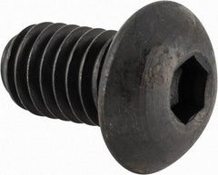 Made in USA - 3/8-16 UNC Hex Socket Drive, Button Screw - Alloy Steel, Black Oxide Finish, Fully Threaded, 5/8" Length Under Head - Eagle Tool & Supply