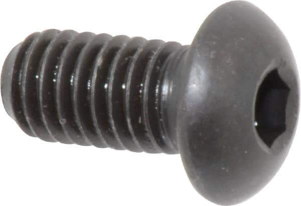 Made in USA - 3/8-16 UNC Hex Socket Drive, Button Screw - Alloy Steel, Black Oxide Finish, Fully Threaded, 3/4" Length Under Head - Eagle Tool & Supply