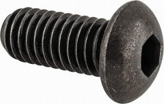 Made in USA - 3/8-16 UNC Hex Socket Drive, Button Screw - Alloy Steel, Black Oxide Finish, Fully Threaded, 7/8" Length Under Head - Eagle Tool & Supply