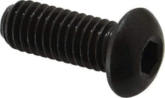 Made in USA - 3/8-16 UNC Hex Socket Drive, Button Screw - Alloy Steel, Black Oxide Finish, Fully Threaded, 1" Length Under Head - Eagle Tool & Supply