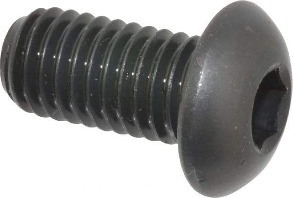 Made in USA - 1/2-13 UNC Hex Socket Drive, Button Screw - Alloy Steel, Black Oxide Finish, Fully Threaded, 1" Length Under Head - Eagle Tool & Supply