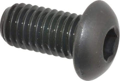 Made in USA - 1/2-13 UNC Hex Socket Drive, Button Screw - Alloy Steel, Black Oxide Finish, Fully Threaded, 1" Length Under Head - Eagle Tool & Supply