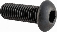 Made in USA - 1/2-13 UNC Hex Socket Drive, Button Screw - Alloy Steel, Black Oxide Finish, Fully Threaded, 1-1/2" Length Under Head - Eagle Tool & Supply