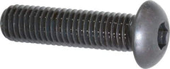 Made in USA - 1/2-13 UNC Hex Socket Drive, Button Screw - Alloy Steel, Black Oxide Finish, Fully Threaded, 2" Length Under Head - Eagle Tool & Supply