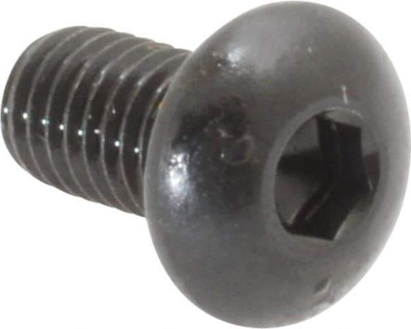 Made in USA - #10-32 UNF Hex Socket Drive, Button Screw - Alloy Steel, Black Oxide Finish, Fully Threaded, 3/8" Length Under Head - Eagle Tool & Supply