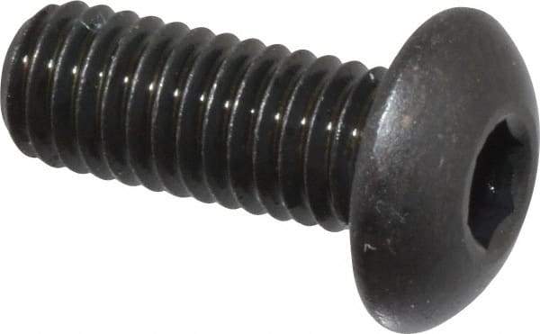 Made in USA - #10-32 UNF Hex Socket Drive, Button Screw - Alloy Steel, Black Oxide Finish, Fully Threaded, 1/2" Length Under Head - Eagle Tool & Supply