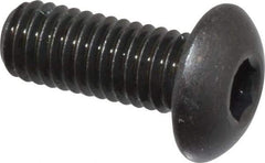 Made in USA - #10-32 UNF Hex Socket Drive, Button Screw - Alloy Steel, Black Oxide Finish, Fully Threaded, 1/2" Length Under Head - Eagle Tool & Supply