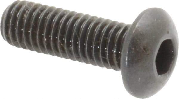Made in USA - #10-32 UNF Hex Socket Drive, Button Screw - Alloy Steel, Black Oxide Finish, Fully Threaded, 5/8" Length Under Head - Eagle Tool & Supply