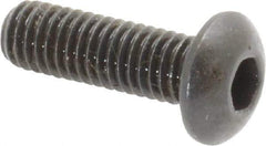 Made in USA - #10-32 UNF Hex Socket Drive, Button Screw - Alloy Steel, Black Oxide Finish, Fully Threaded, 5/8" Length Under Head - Eagle Tool & Supply