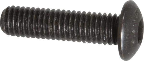 Made in USA - #10-32 UNF Hex Socket Drive, Button Screw - Alloy Steel, Black Oxide Finish, Fully Threaded, 3/4" Length Under Head - Eagle Tool & Supply