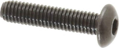 Made in USA - #10-32 UNF Hex Socket Drive, Button Screw - Alloy Steel, Black Oxide Finish, Fully Threaded, 7/8" Length Under Head - Eagle Tool & Supply