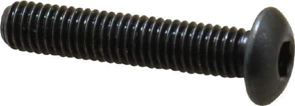 Made in USA - #10-32 UNF Hex Socket Drive, Button Screw - Alloy Steel, Black Oxide Finish, Fully Threaded, 1" Length Under Head - Eagle Tool & Supply