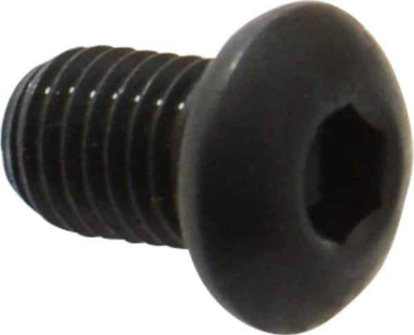 Made in USA - 1/4-28 UNF Hex Socket Drive, Button Screw - Alloy Steel, Black Oxide Finish, Fully Threaded, 3/8" Length Under Head - Eagle Tool & Supply
