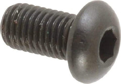 Made in USA - 1/4-28 UNF Hex Socket Drive, Button Screw - Alloy Steel, Black Oxide Finish, Fully Threaded, 1/2" Length Under Head - Eagle Tool & Supply