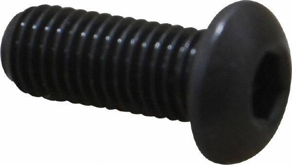 Made in USA - 1/4-28 UNF Hex Socket Drive, Button Screw - Alloy Steel, Black Oxide Finish, Fully Threaded, 5/8" Length Under Head - Eagle Tool & Supply
