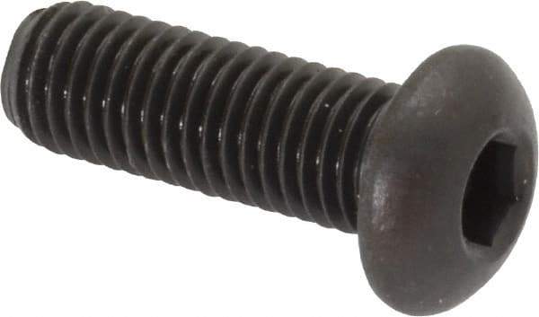 Made in USA - 1/4-28 UNF Hex Socket Drive, Button Screw - Alloy Steel, Black Oxide Finish, Fully Threaded, 3/4" Length Under Head - Eagle Tool & Supply