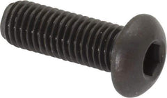 Made in USA - 1/4-28 UNF Hex Socket Drive, Button Screw - Alloy Steel, Black Oxide Finish, Fully Threaded, 3/4" Length Under Head - Eagle Tool & Supply