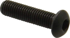 Made in USA - 1/4-28 UNF Hex Socket Drive, Button Screw - Alloy Steel, Black Oxide Finish, Fully Threaded, 1" Length Under Head - Eagle Tool & Supply