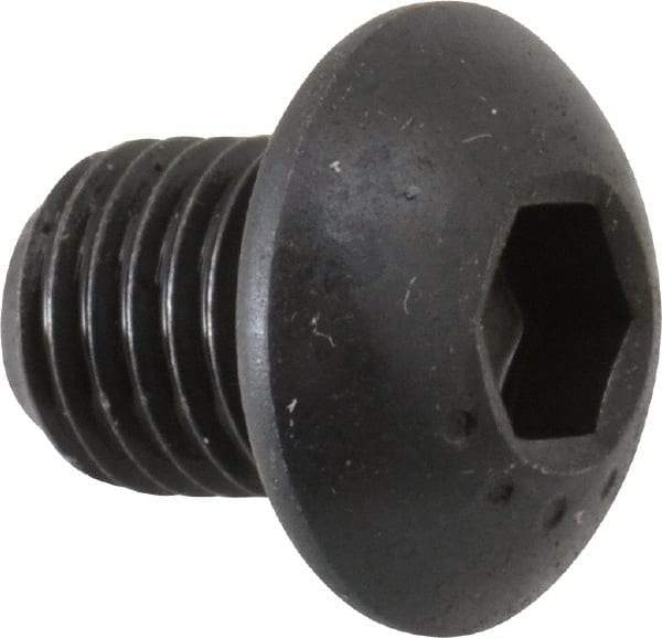 Made in USA - 5/16-24 UNF Hex Socket Drive, Button Screw - Alloy Steel, Black Oxide Finish, Fully Threaded, 3/8" Length Under Head - Eagle Tool & Supply