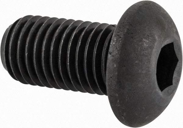 Made in USA - 5/16-24 UNF Hex Socket Drive, Button Screw - Alloy Steel, Black Oxide Finish, Fully Threaded, 5/8" Length Under Head - Eagle Tool & Supply