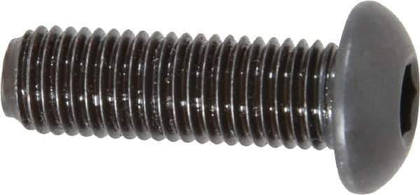 Made in USA - 5/16-24 UNF Hex Socket Drive, Button Screw - Alloy Steel, Black Oxide Finish, Fully Threaded, 1" Length Under Head - Eagle Tool & Supply