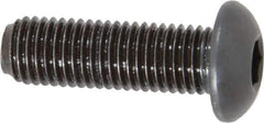 Made in USA - 5/16-24 UNF Hex Socket Drive, Button Screw - Alloy Steel, Black Oxide Finish, Fully Threaded, 1" Length Under Head - Eagle Tool & Supply