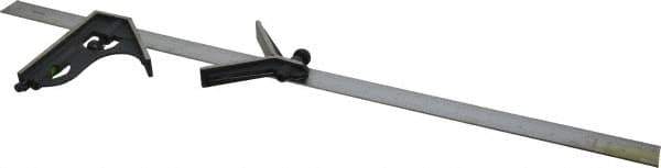 SPI - 3 Piece, 24" Combination Square Set - 1/100, 1/32, 1/50 & 1/64" (16R) Graduation, Hardened Steel Blade, Cast Iron Center & Square Head - Eagle Tool & Supply