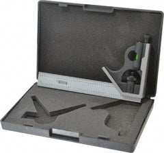 SPI - 2 Piece, 6" Combination Square Set - 1/16, 1/32, 1/64 & 1/8" (4R) Graduation, Hardened Steel Blade, Cast Iron Square Head - Eagle Tool & Supply