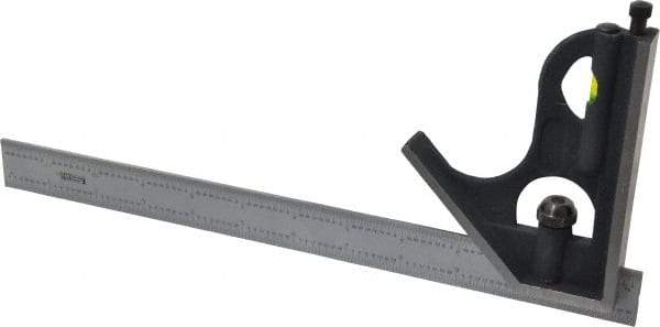 SPI - 2 Piece, 12" Combination Square Set - 1/32 & 1/64" (English/Metric) Graduation, Hardened Steel Blade, Cast Iron Square Head - Eagle Tool & Supply