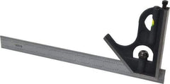 SPI - 2 Piece, 12" Combination Square Set - 1/32 & 1/64" (English/Metric) Graduation, Hardened Steel Blade, Cast Iron Square Head - Eagle Tool & Supply