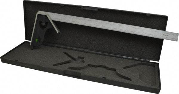 SPI - 2 Piece, 18" Combination Square Set - 1/32 & 1/64" (English/Metric) Graduation, Hardened Steel Blade, Cast Iron Square Head - Eagle Tool & Supply